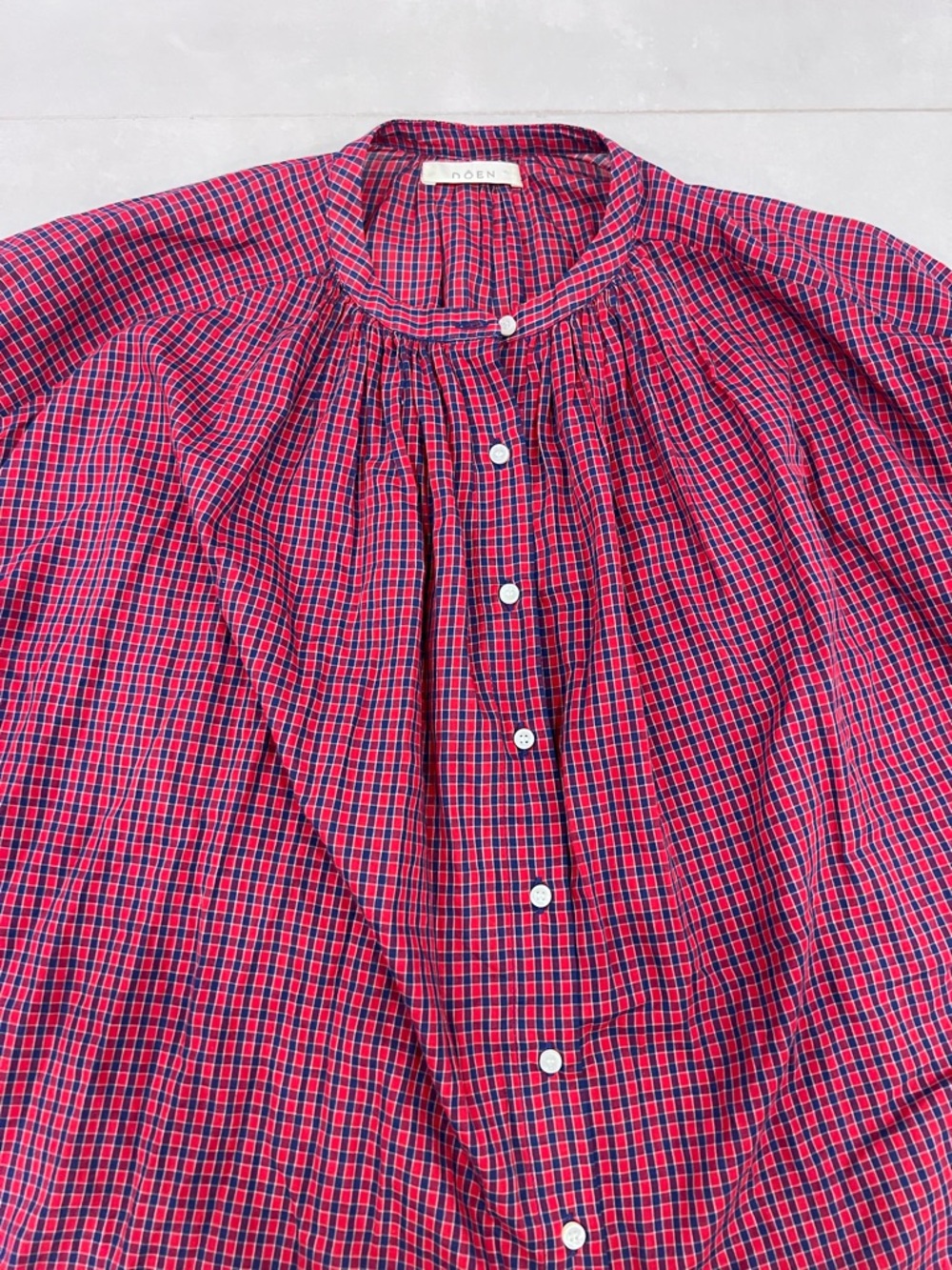 Doen Women's Red Jane Checked Cotton-voile Blouse - Picture 5 of 8
